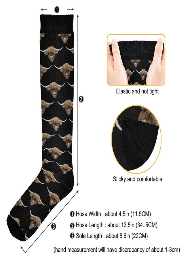Fisyme جوارب فيسيمي الغربية من سلالة أبقار المرتفعات للرجال والنساء، جوارب رياضية دافئة ومريحة للجري والمشي لمسافات طويلة وركوب الدراجات، جوارب ضاغطة - Image 2